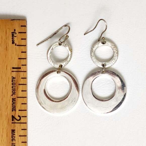 Silvertone Drop Earrings 3/4" x 7/8" - Picture 4 of 4